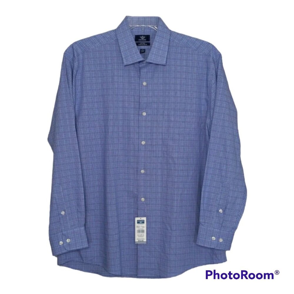 Dockers Shirt Men's Large Button Down Fitted Dress Plaid Business Dress Office